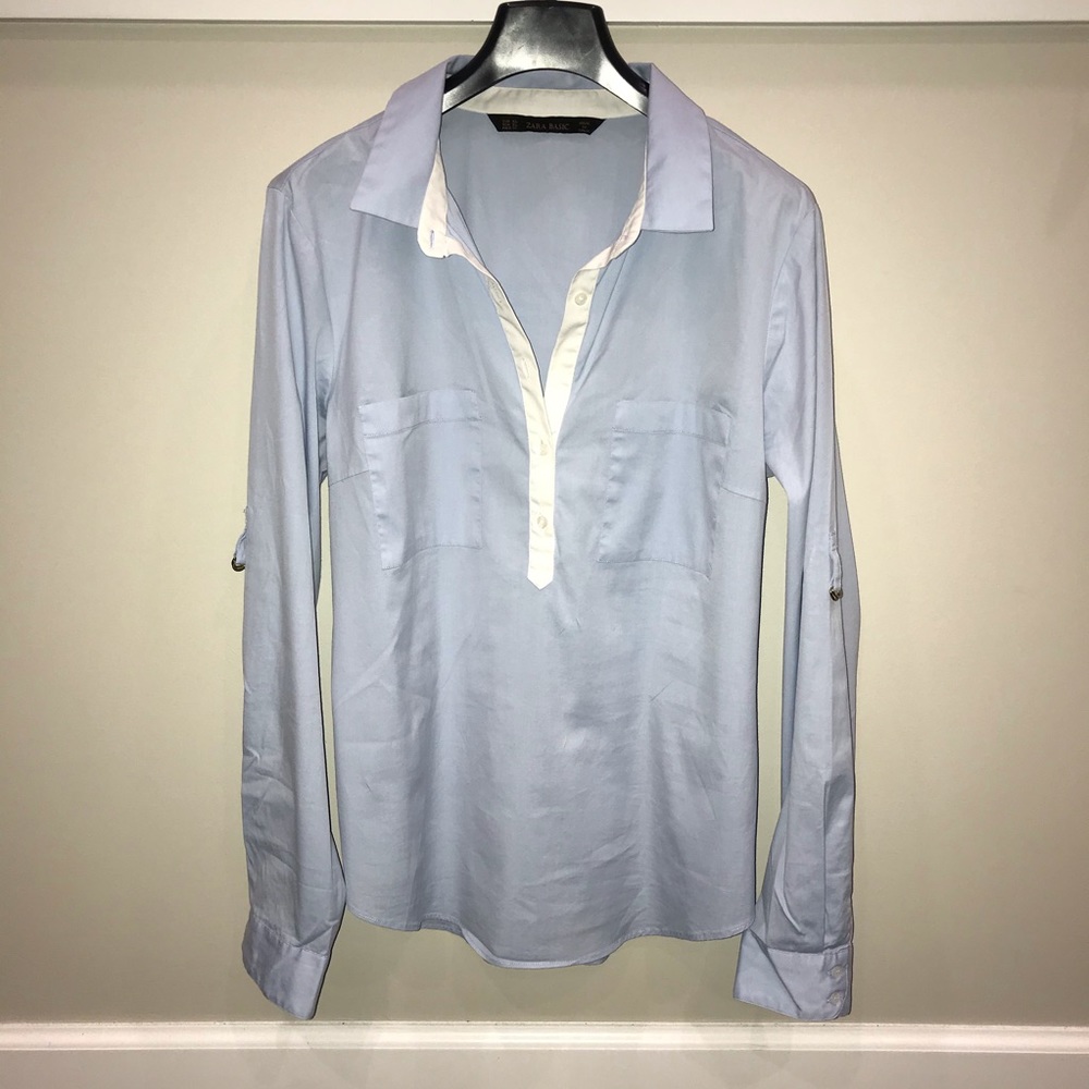 Zara Basic Half Button-Down Shirt